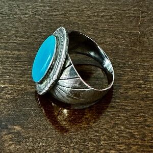 ***SOLD*** Navajo Artist Bill Willie Signed Sleeping Beauty Turquoise SS Ring